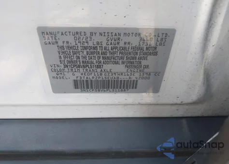 2023 Nissan Kicks S Xtronic Cvt from USA, damaged, VIN 3N1CP5BV6PL511887